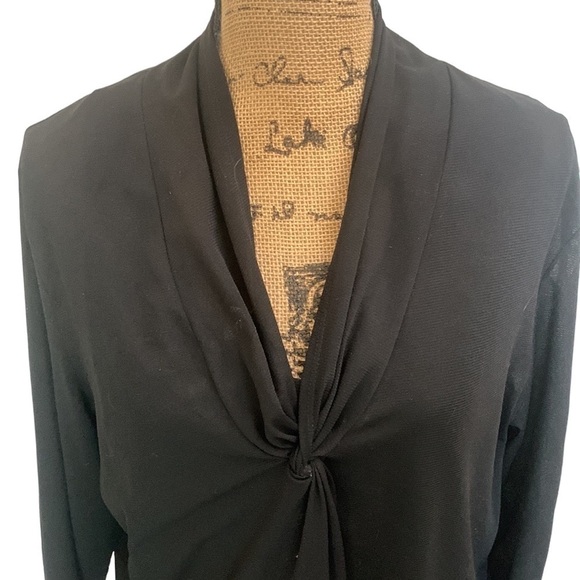 George Black Sheer Three Quarter Sleeve Gathered V Neck Blouse Size 20 - Picture 2 of 7